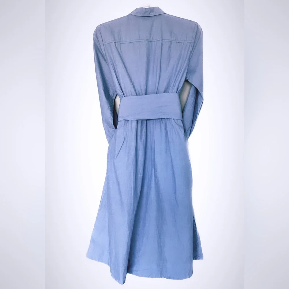 Classic cotton tie-waist shirtdress w/POCKETS. Size 14 (fits small) - Picture 3 of 11